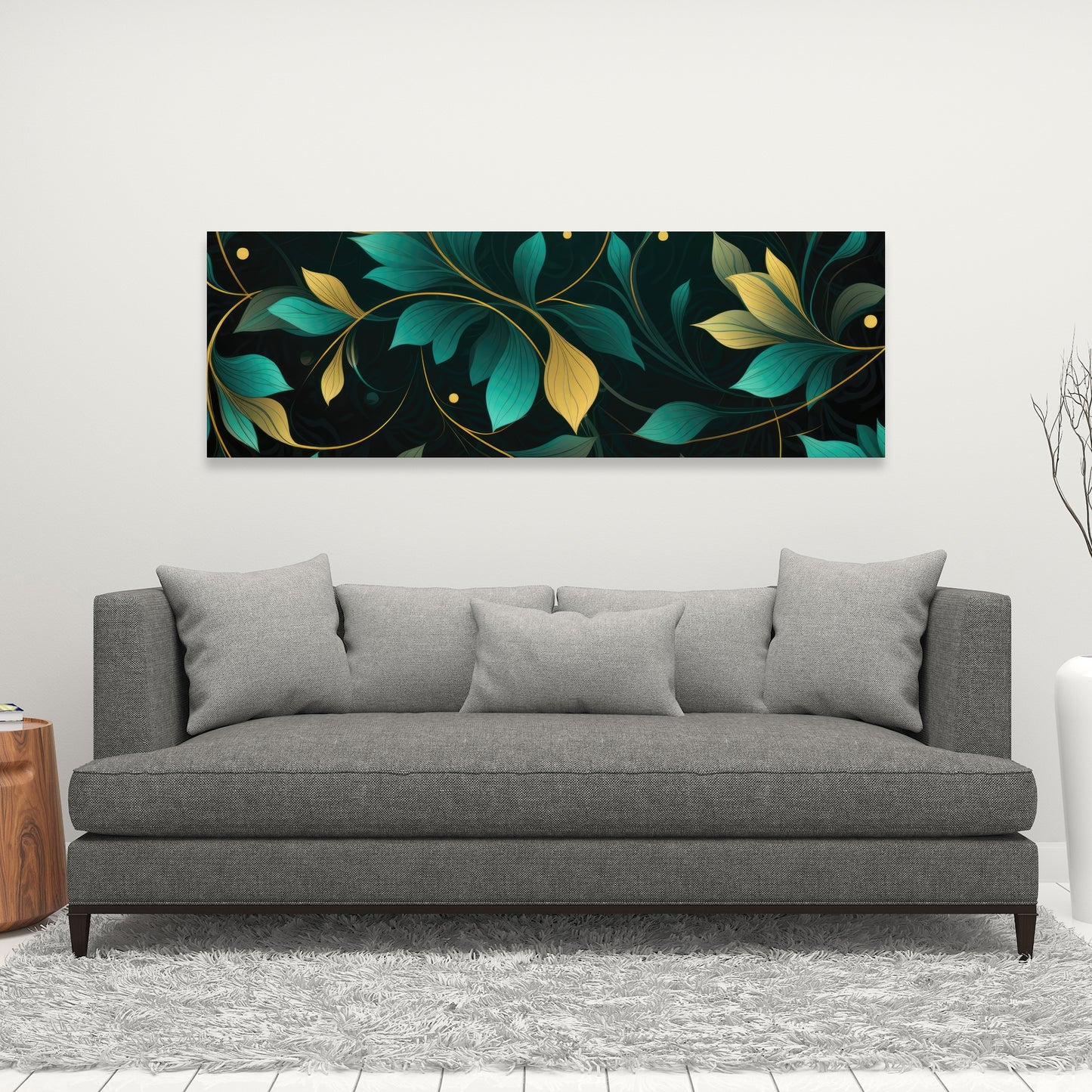 Twirling Twigs - Turquoise Canvas Home Decor Art Piece
