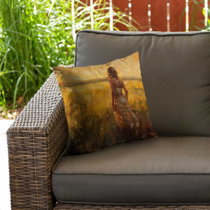 Exploring Gold Poly Twill Throw Pillow Insert - Home Decor