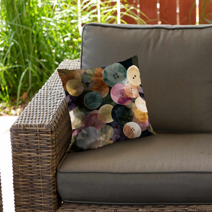 Coussin décoratif en sergé polyester, motif « Colorful Button Dance »