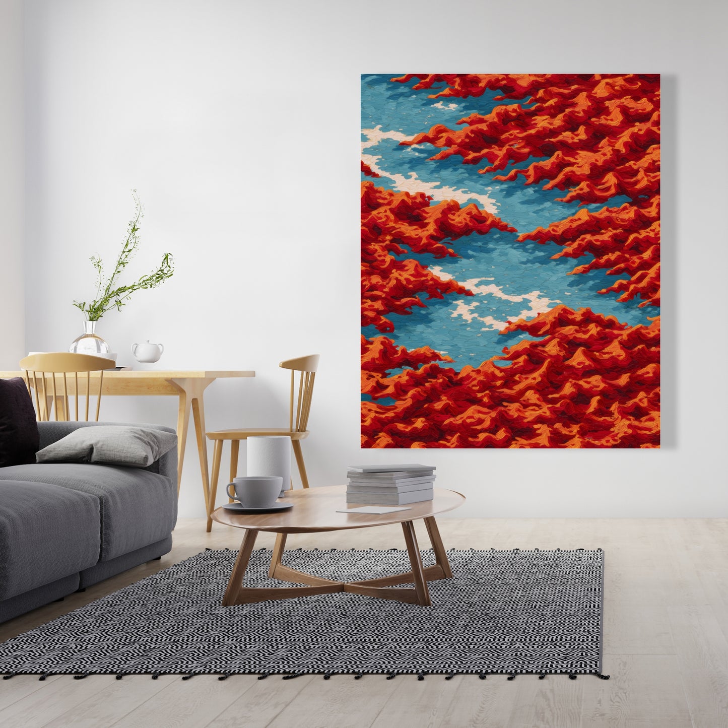 Red Mounds - White Canvas Home Decor for Stylish Interiors