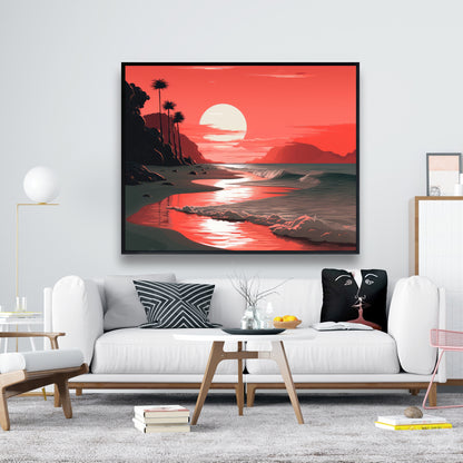 Blood sun - 36"x36" Framed canvas