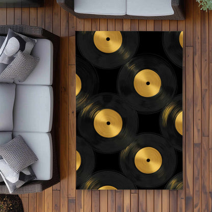 Tapis d'extérieur à cercles dorés | Décoration intérieure élégante