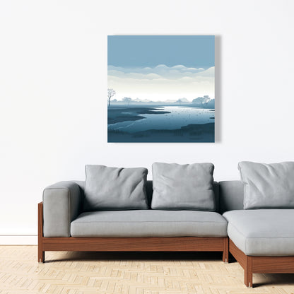 Minimalist Swamp - White Canvas Home Decor | Modern Art