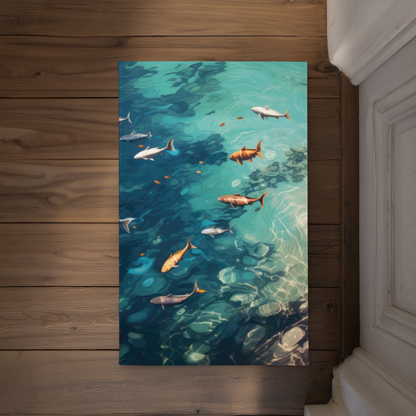 Swim Ahead Blue Indoor Outdoor Door Mat | Decor Accessory