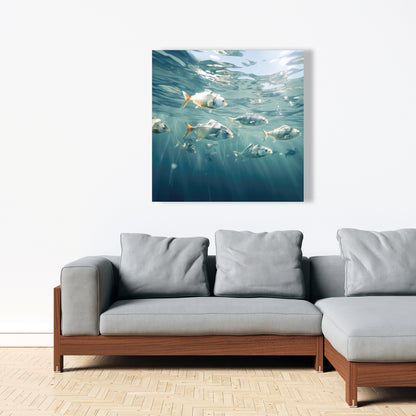 Swimming Peacefully - White Canvas Home Decor | Tranquil Art