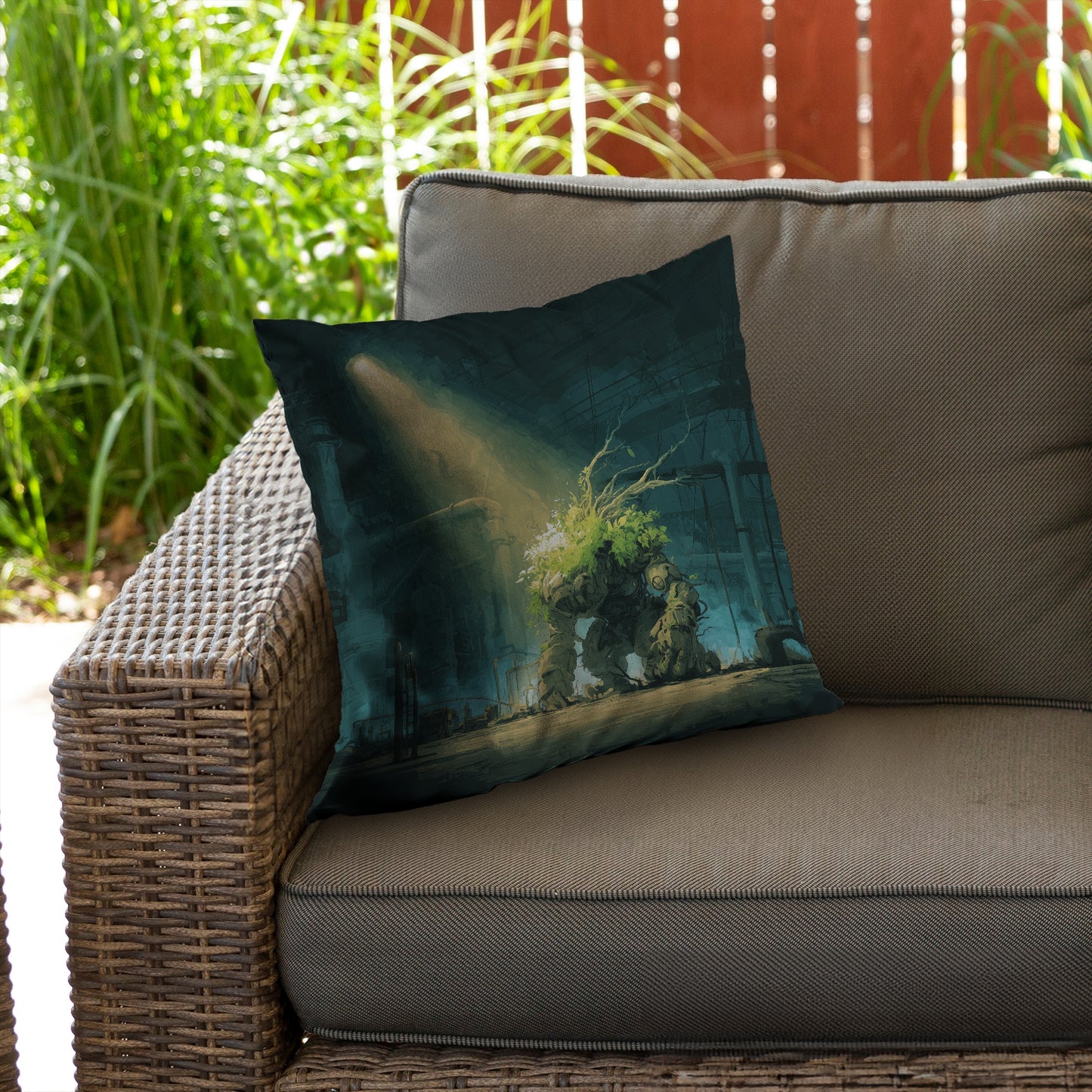Coussin décoratif Golem en sergé turquoise | Garniture décorative