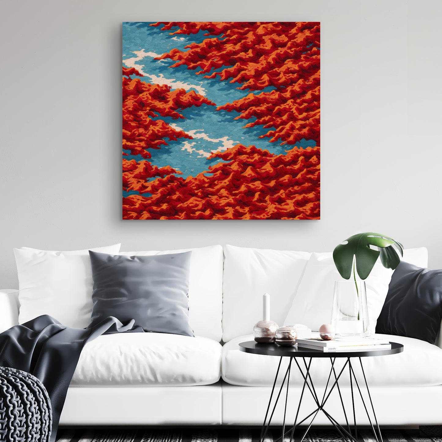 Red Mounds - White Canvas Home Decor for Stylish Interiors