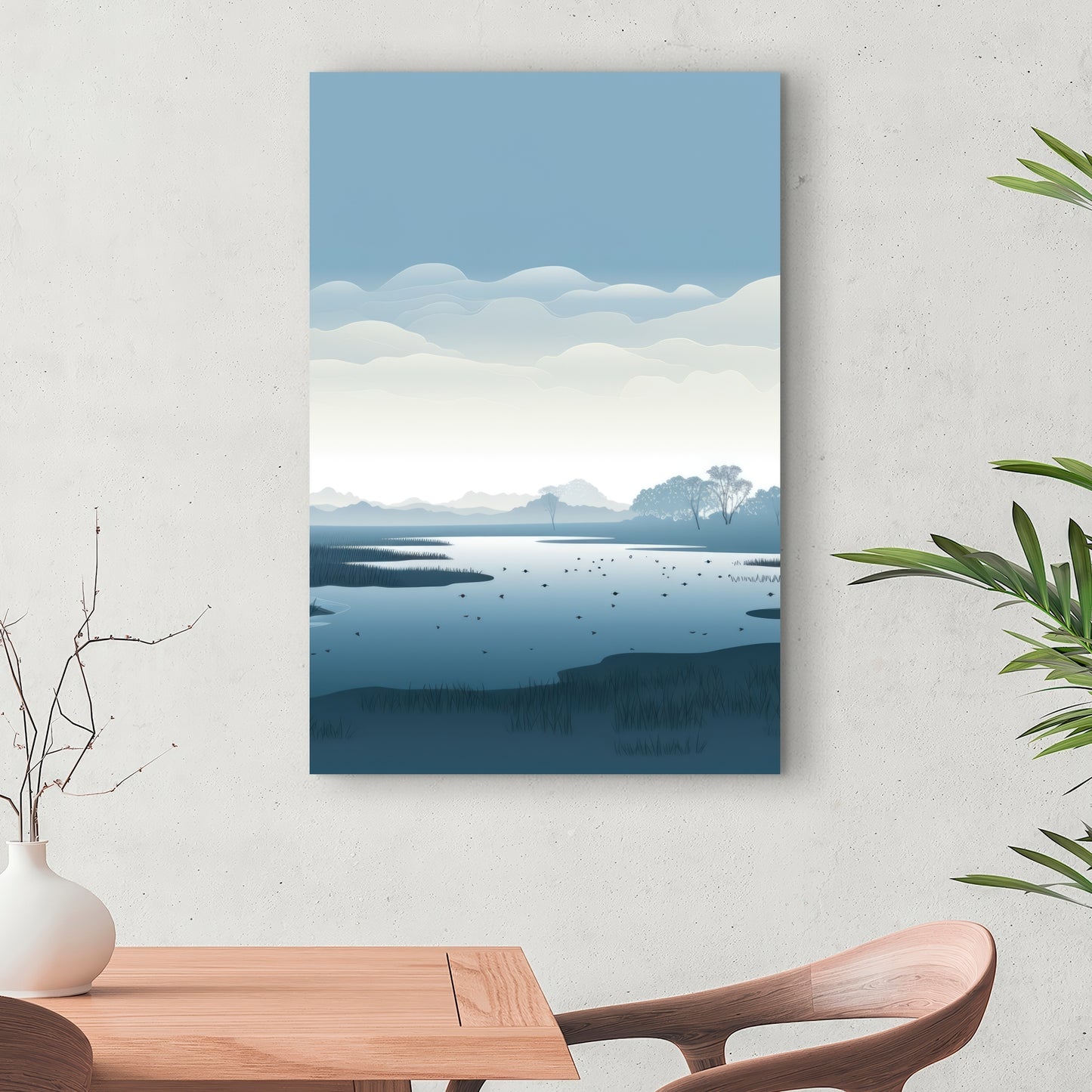 Minimalist Swamp - White Canvas Home Decor | Modern Art