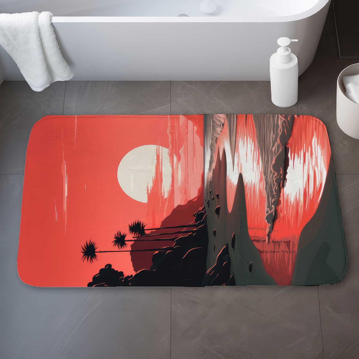Blood Sun Bath Mat | Stylish Home Decor Rug, Soft & Durable