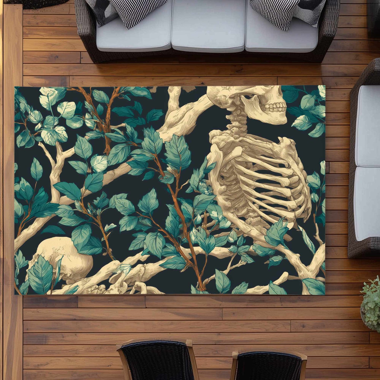 Tapis d'extérieur Sticks and Skulls | Décoration d'intérieur élégante