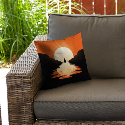 Running Away Black Poly Twill Throw Pillow - Home Decor Insert