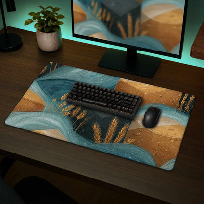 Tapis de bureau Golden Harvest Flow | Sous-main de bureau élégant pour la maison