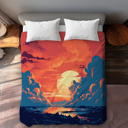 Housse de couette orange et bleue | Literie élégante pour la maison