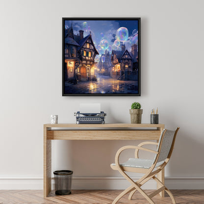 Bloopy town - 36"x36" Framed canvas