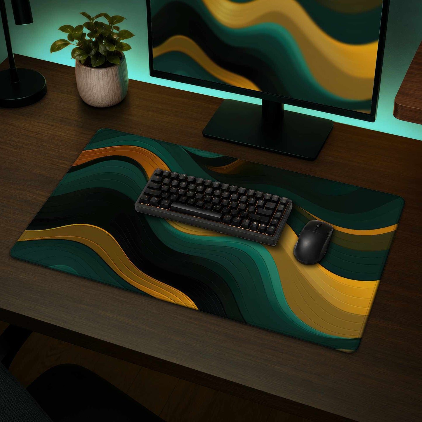 Golden Harmony Desk Mat - Stylish Home Decor Accessory