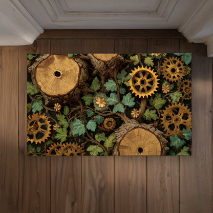Hiding gears Green Indoor Outdoor Door Mat | Home Decor