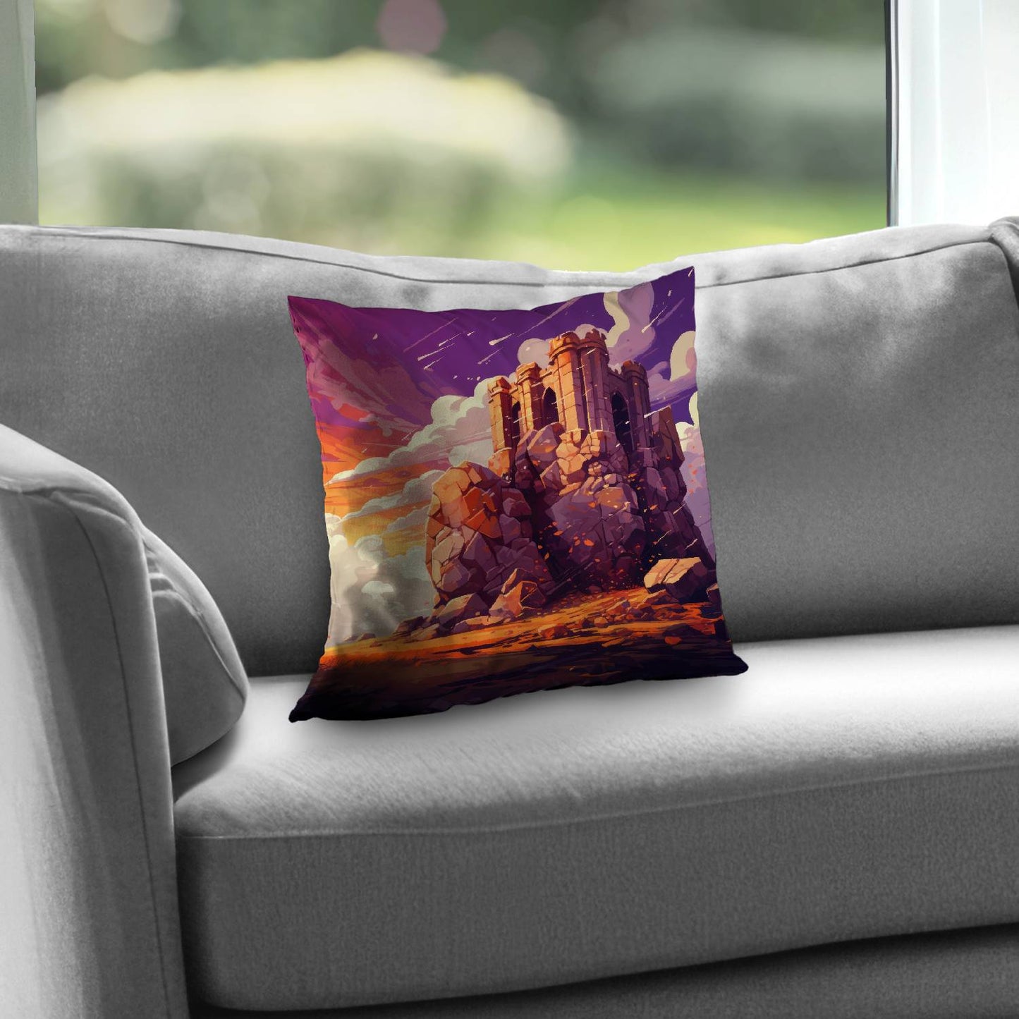 Coussin décoratif en sergé de polyester « Les Derniers Vestiges » pour la maison
