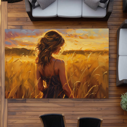 Warm Field Yellow Outdoor Area Rug for Home Decor - Stylish