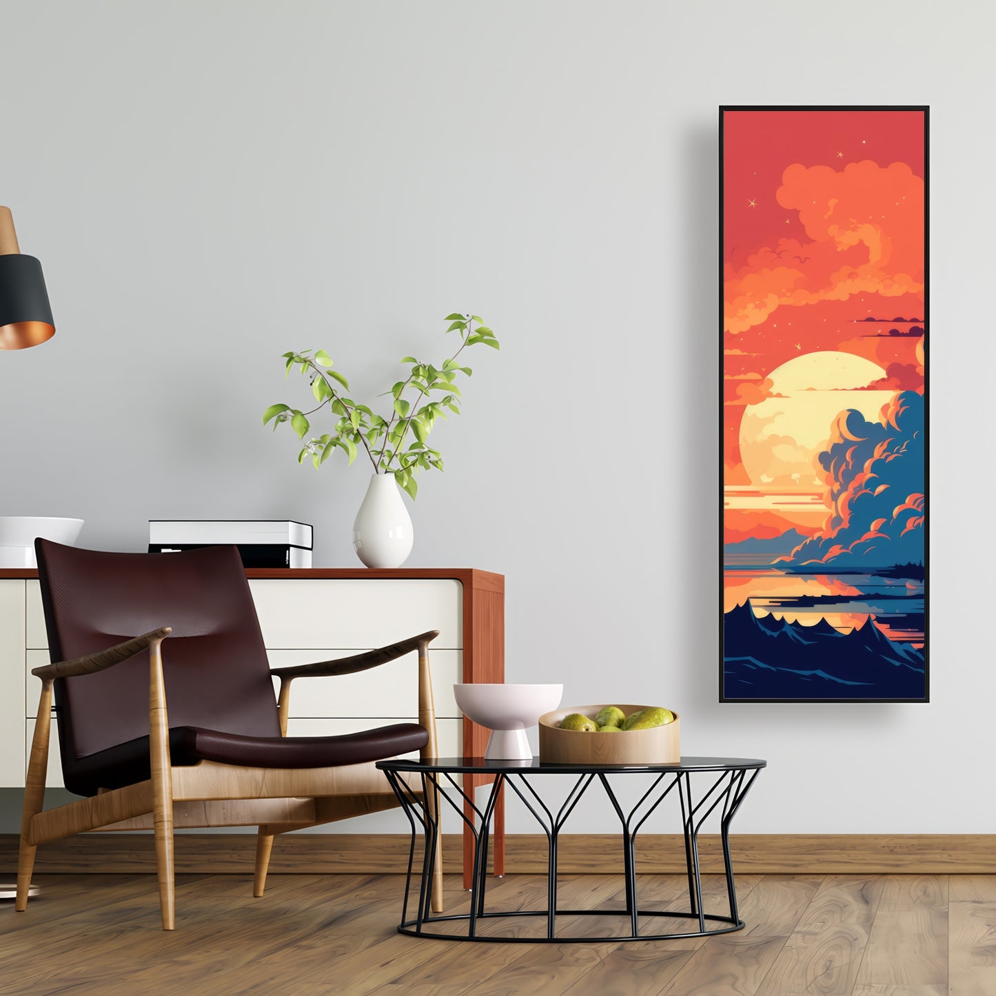 Orange and blue - 36"x36" Framed canvas