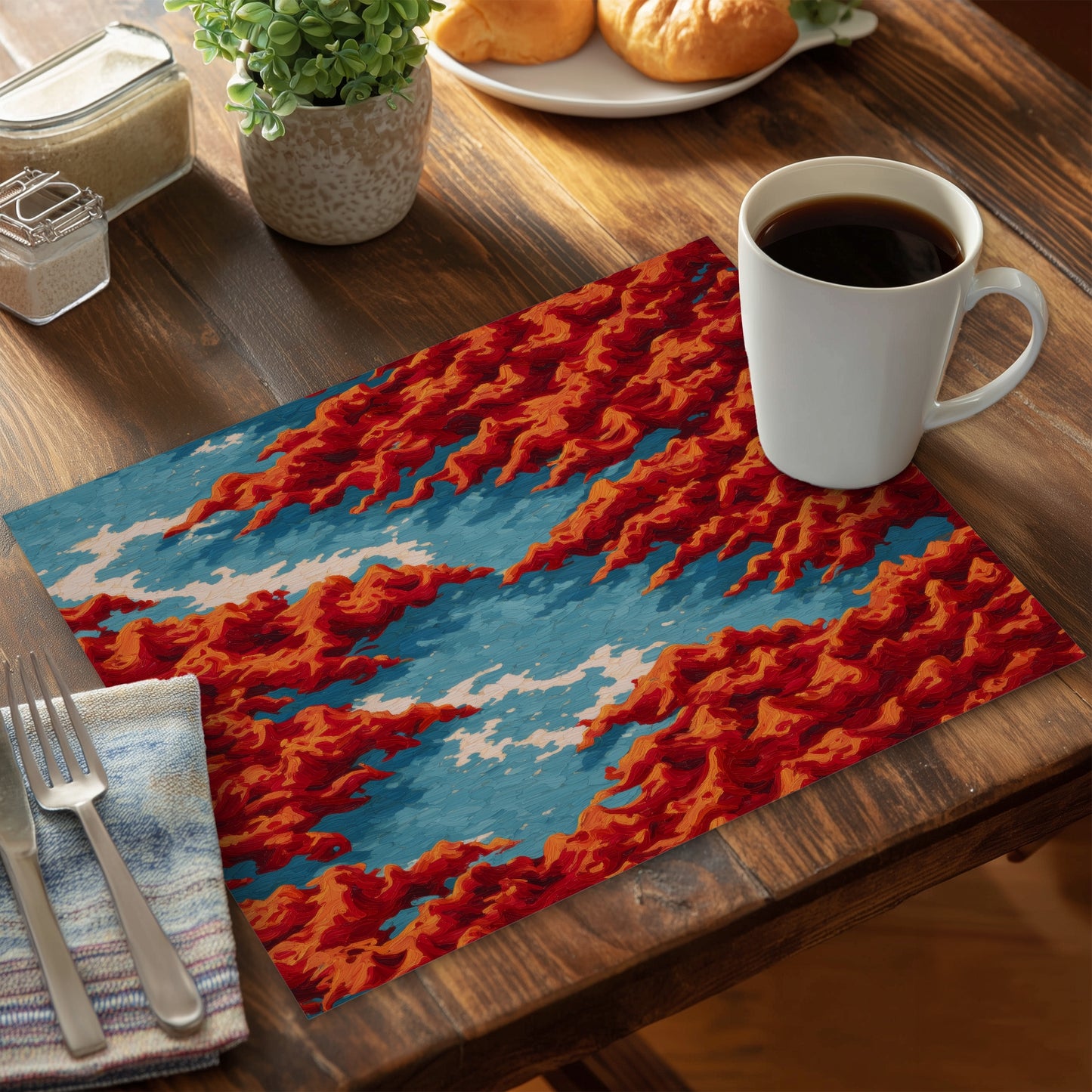 Red Mounds Polyester Placemat | Stylish Home Decor Accent