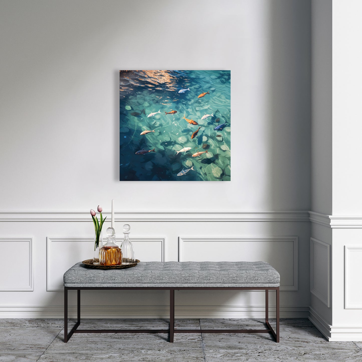 Caustic fish - 32"x32" Canvas