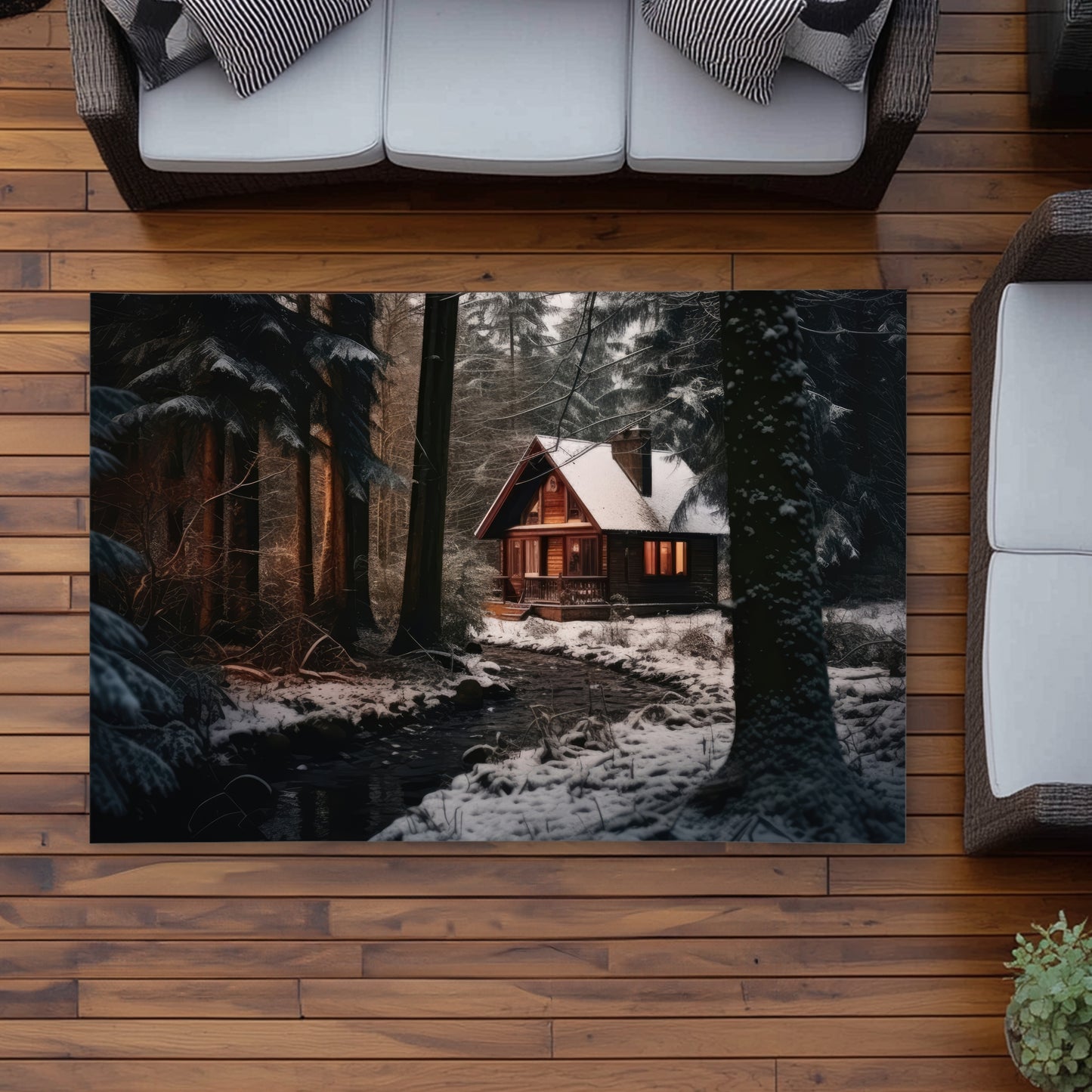 By the River Black Outdoor Area Rug | Stylish Home Decor
