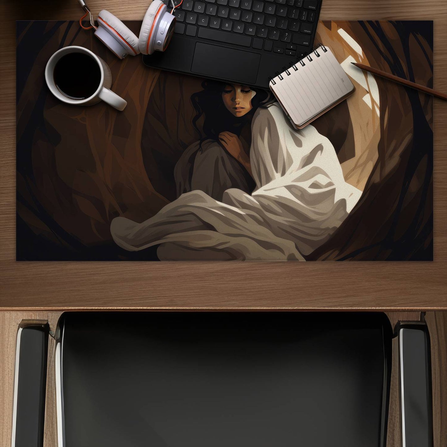Warm embrace - Brown Desk Mat | Stylish Comfort