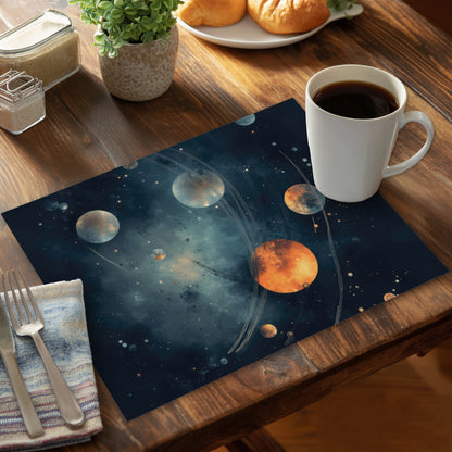 Deep Exploration - Orange Polyester Placemat for Home Decor