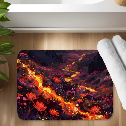 Bloom and Eruption Black Bath Mat | Stylish Home Decor