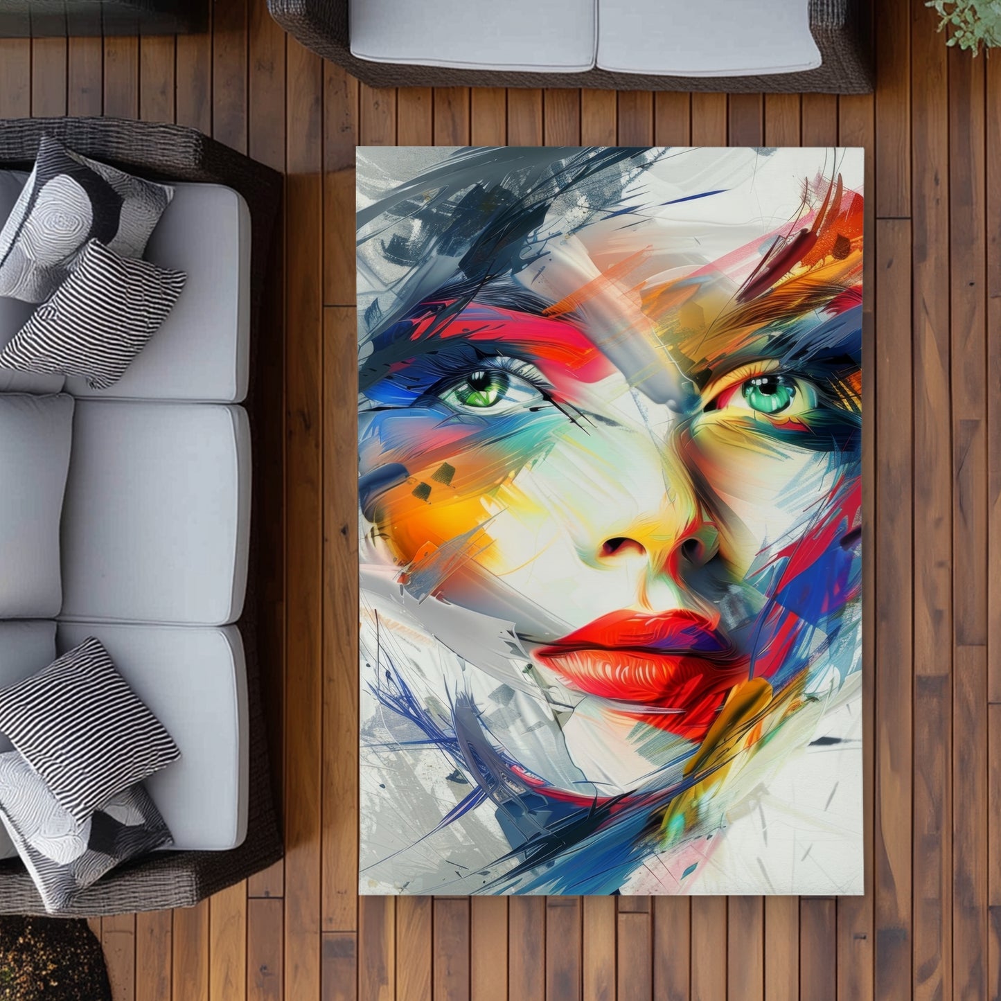 Abstract Look Red Outdoor Area Rug for Home Decor - Stylish