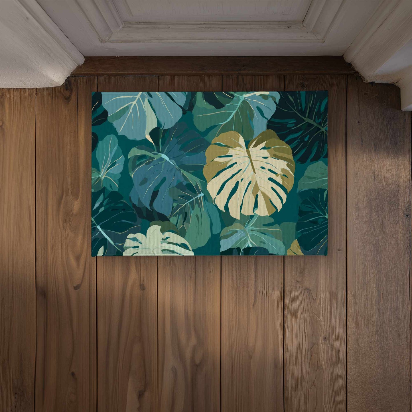 Tropical Leaf Veil Door Mat - Indoor Outdoor Home Decor