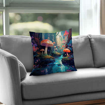 Coussin décoratif en sergé de polyester à motif forêt féerique - Accessoire de décoration intérieure