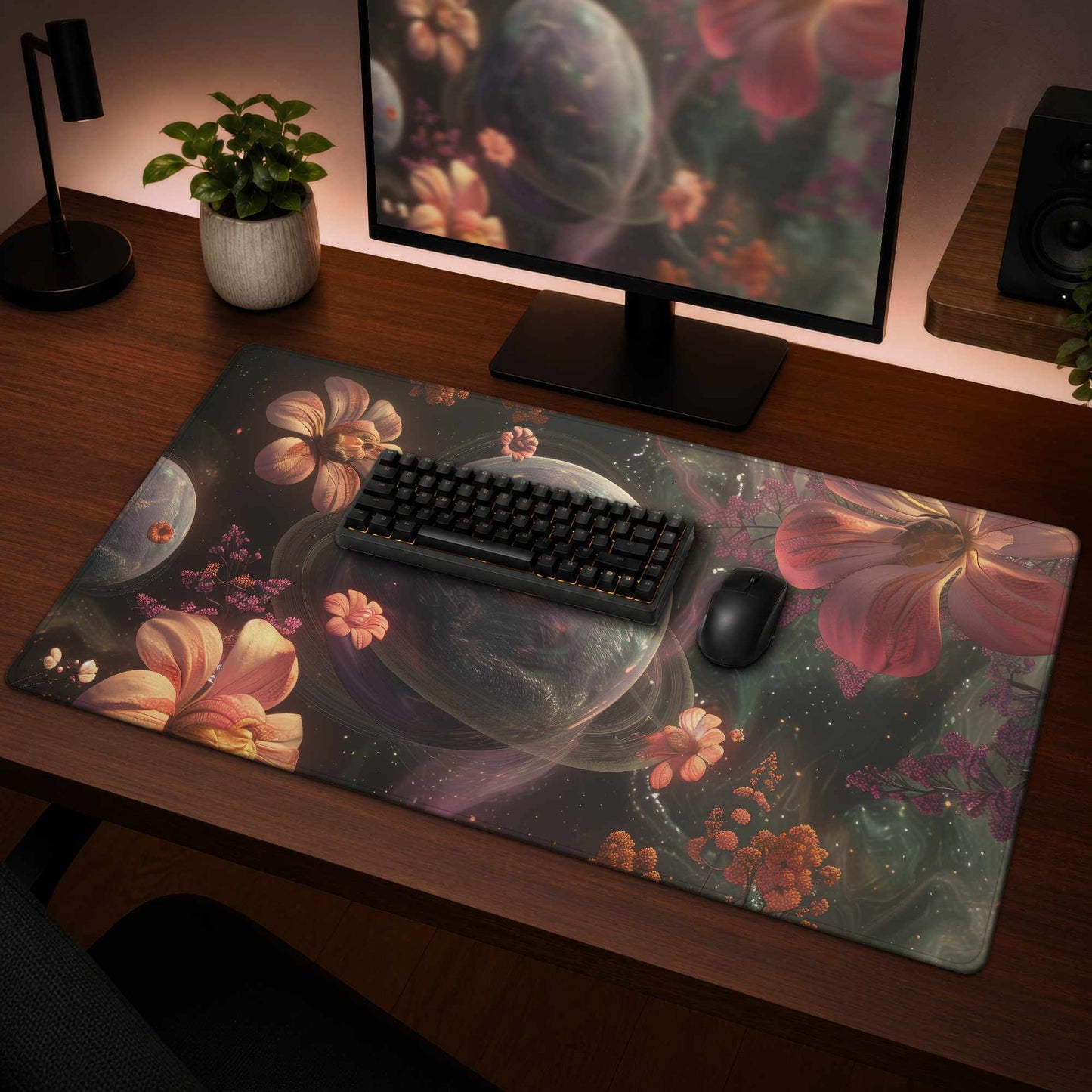 Flower Space Desk Mat - Stylish Home Decor for Your Desk