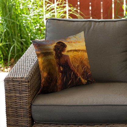 Warm Field Poly Twill Throw Pillow - Cozy Home Decor Accent
