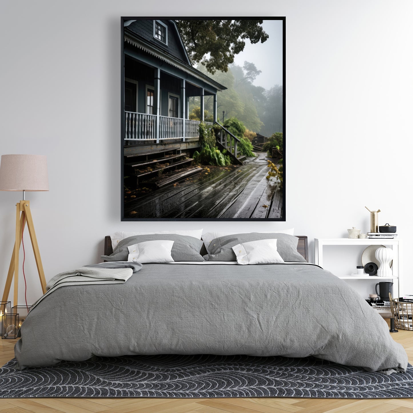 Rainy porch - 36"x36" Framed canvas