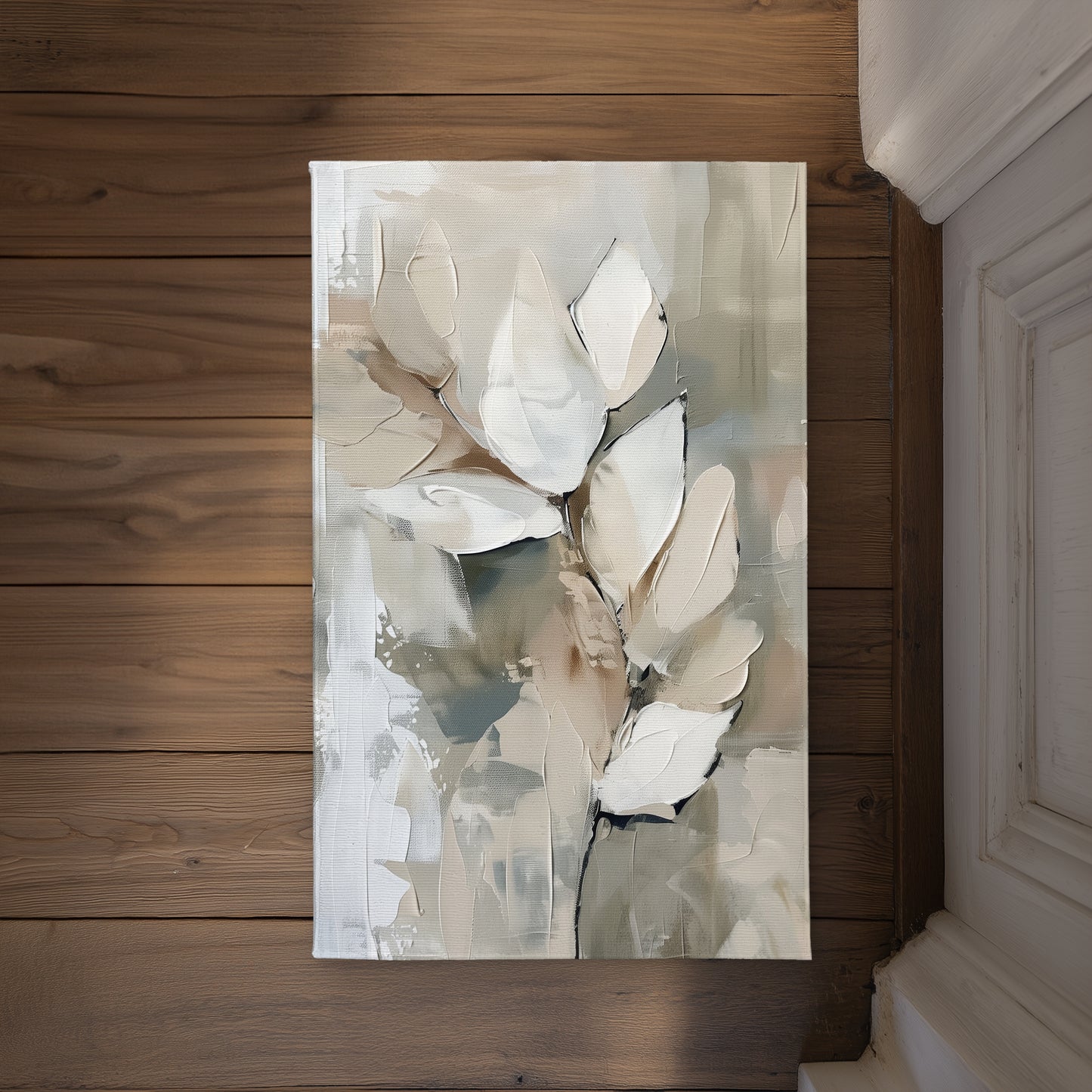 Leaf White Indoor Outdoor Door Mat - Home Decor Essential