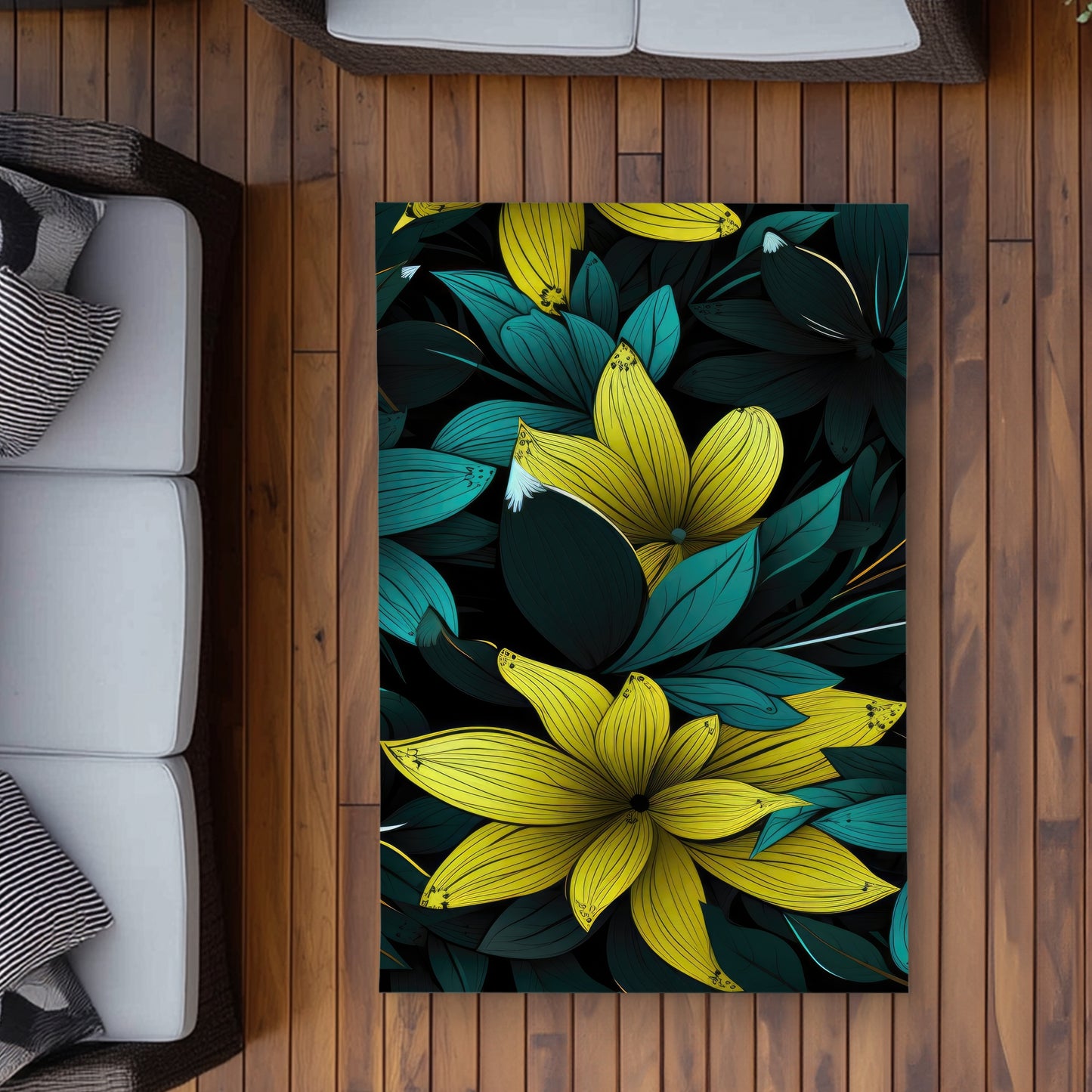 Potent Turquoise Outdoor Area Rug | Durable Home Decor Accent