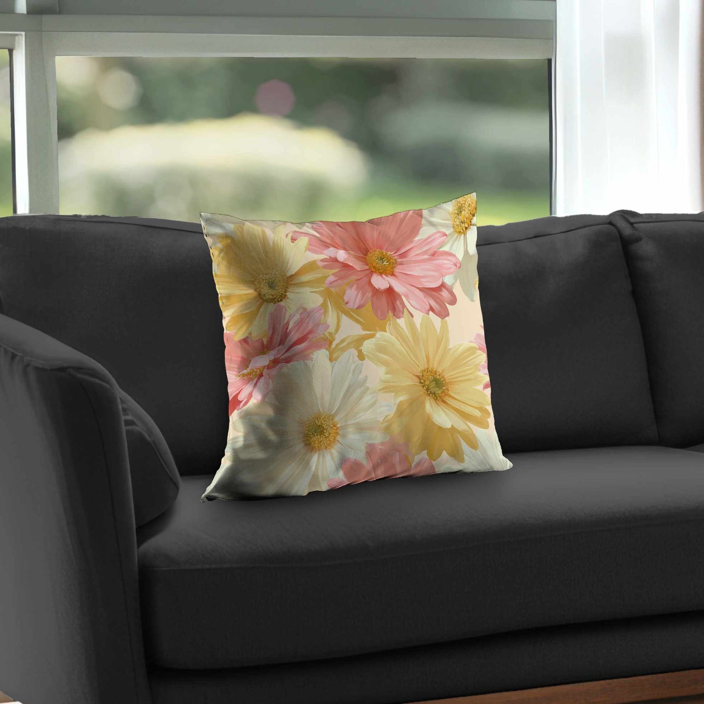 Sunlit Daisy Dream Poly Twill Throw Pillow - Home Decor