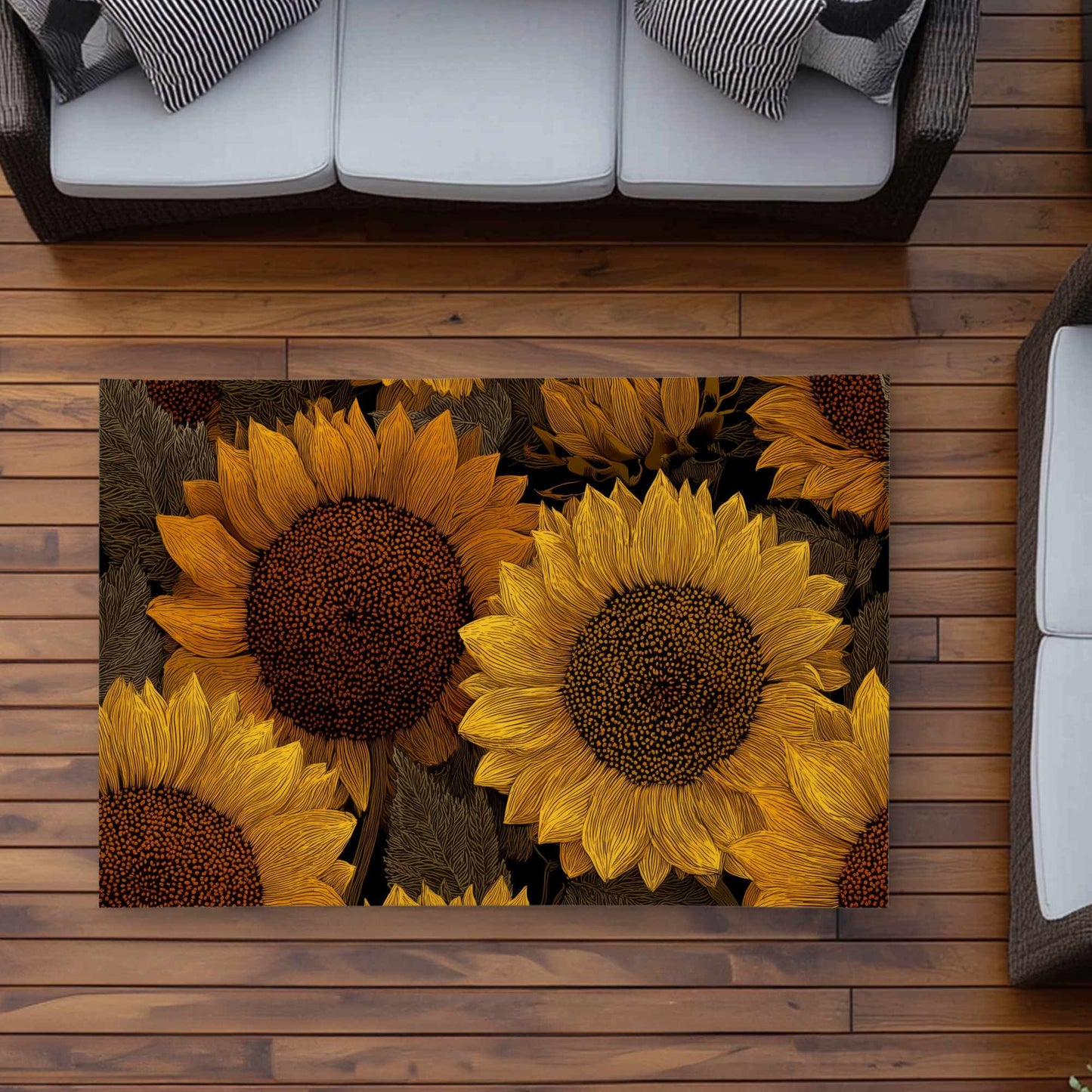 Tapis d'extérieur Golden Glow Blooms | Tapis de décoration élégant