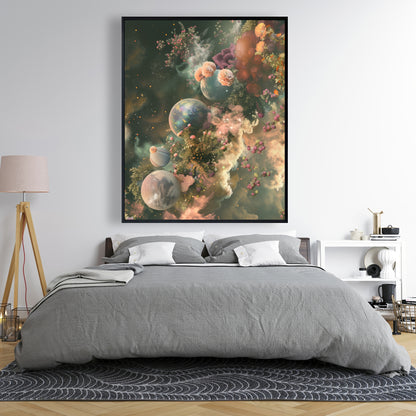 Bloom space Beige Framed Canvas - Elegant Home Decor Art