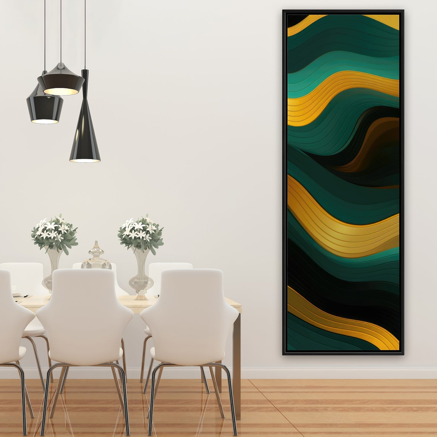 Golden Harmony - Gold Framed Canvas for Elegant Home Decor