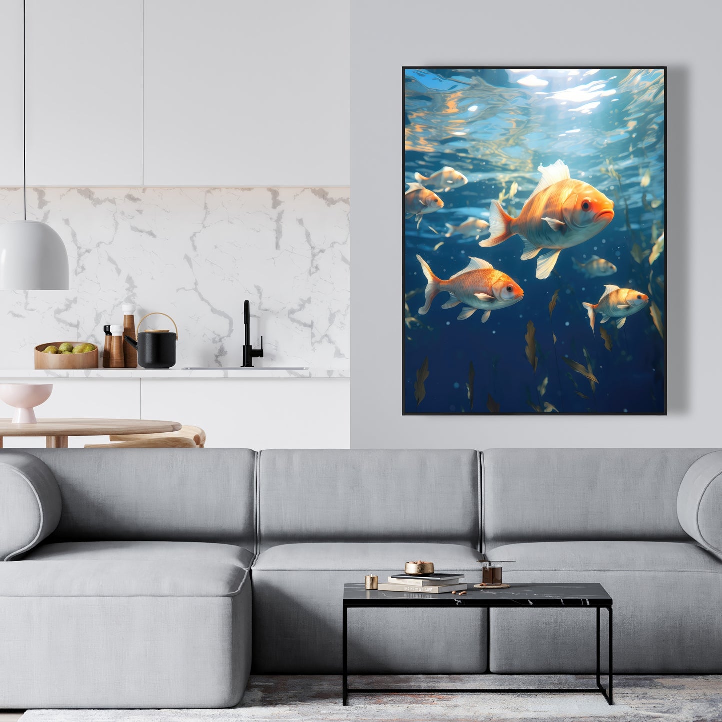 Free Flow - White Framed Canvas for Elegant Home Decor