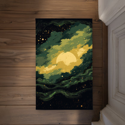 Cloudy Star Yellow Indoor Outdoor Door Mat - Home Decor