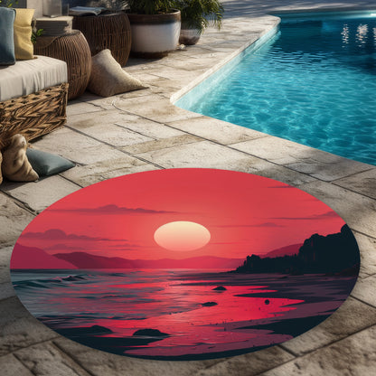 Tapis d'extérieur rond Red Sky | Accessoire de décoration élégant
