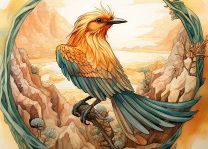 Perched Bird Turquoise Indoor Outdoor Door Mat | Home Decor