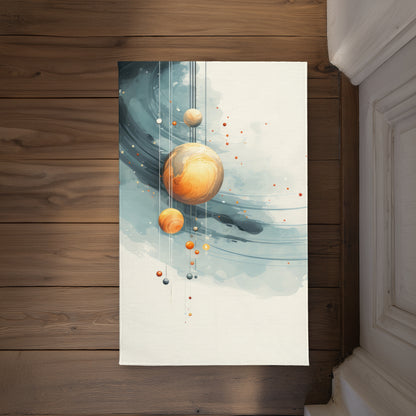 Hanging Planets Blue Indoor Outdoor Door Mat | Home Decor