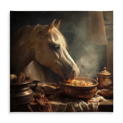 Horse on Soup - Brown Indoor Outdoor Tablecloth for Home Decor