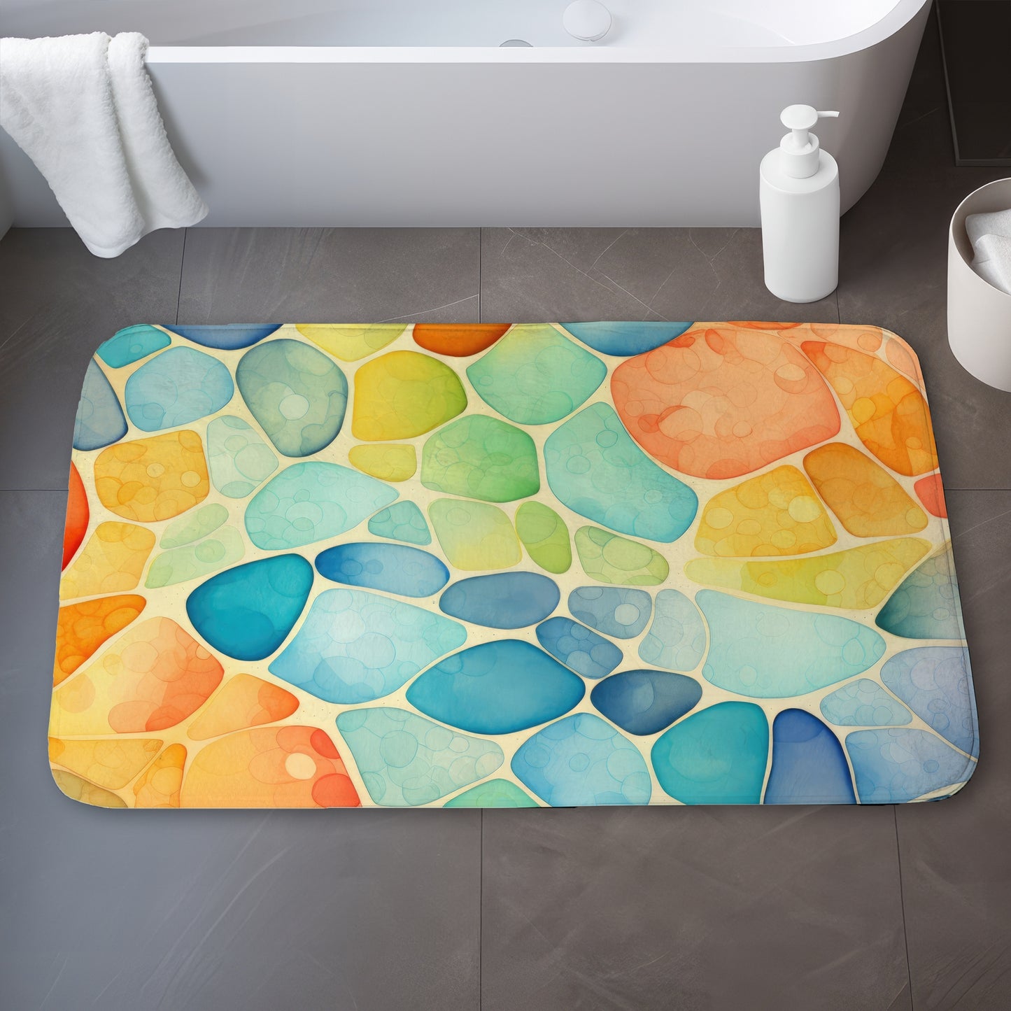 Blobs Orange Bath Mat | Stylish Home Decor for Your Bathroom