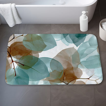 Translucent Leaves Bath Mat - Stylish White Home Decor