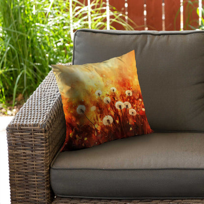 Dandelion Fire Poly Twill Throw Pillow | Home Decor Accent